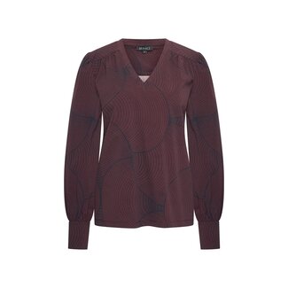 MI PIACE Travel Top  V-Neck Circle Print 2651 Burgundy