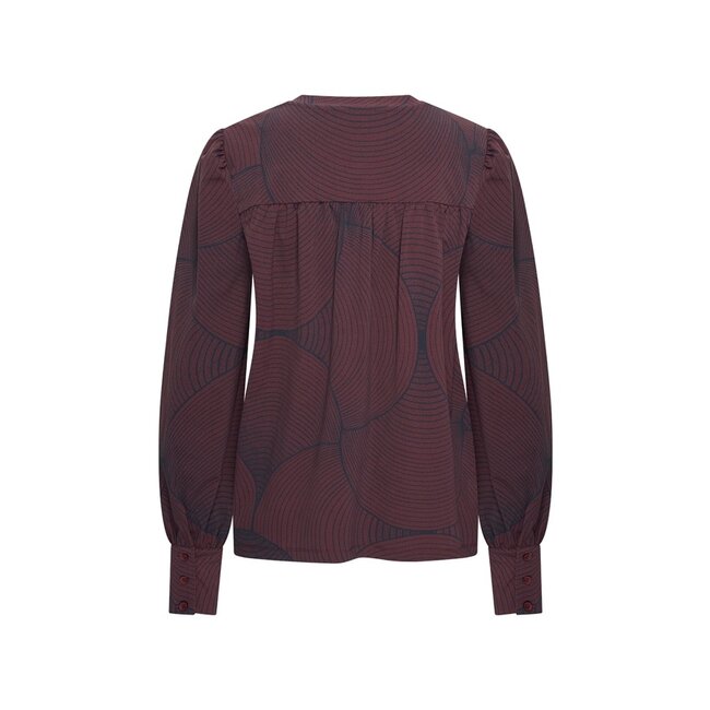 MI PIACE Travel Top  V-Neck Circle Print 2651 Burgundy