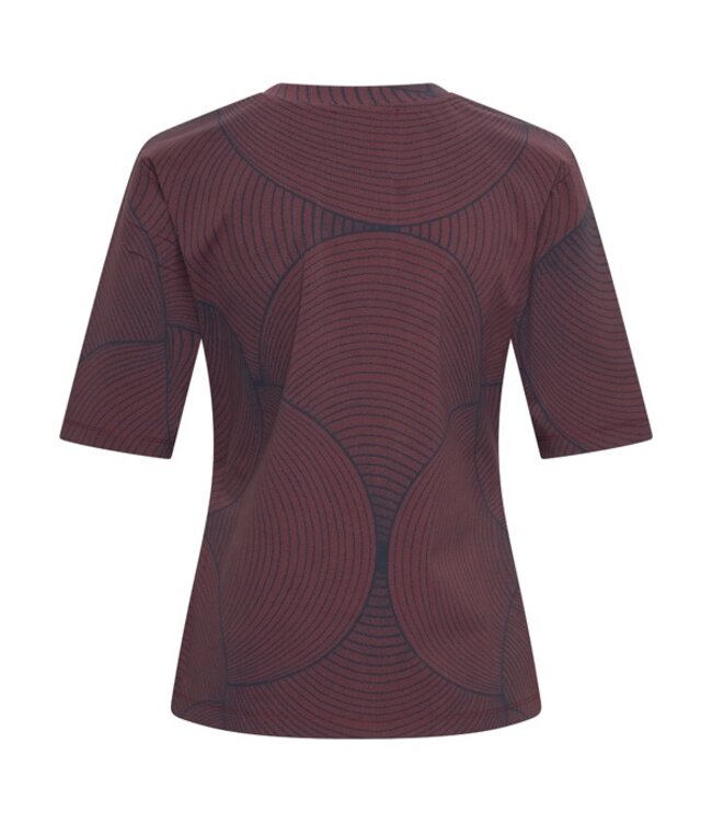 MI PIACE Travel T-Shirt V-Neck Circle Print 2271 Burgundy