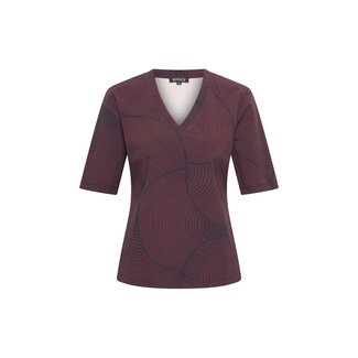 MI PIACE Travel T-Shirt V-Neck Circle Print 2271 Burgundy