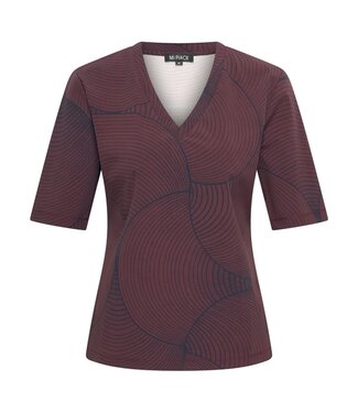 MI PIACE Travel T-Shirt V-Neck Circle Print 2271 Burgundy