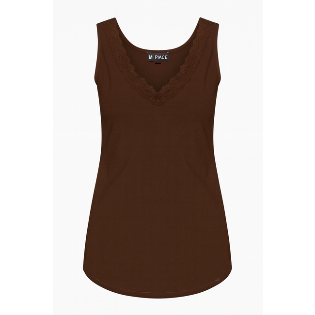 MI PIACE Travel Top Met Kant 2129 Espresso
