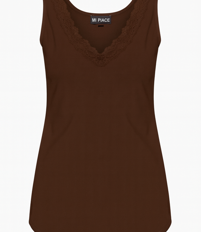 MI PIACE Travel Top Met Kant 2129 Espresso