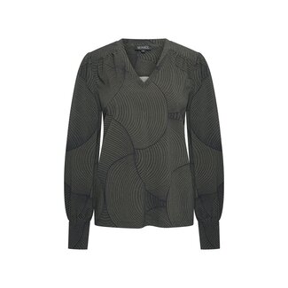 MI PIACE Travel Top  V-Neck Circle Print MP202651 Deep Depth Black