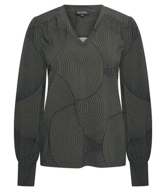 MI PIACE Travel Top  V-Neck Circle Print MP202651 Deep Depth Black