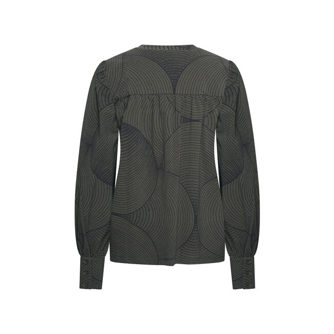 MI PIACE Travel Top  V-Neck Circle Print MP202651 Deep Depth Black