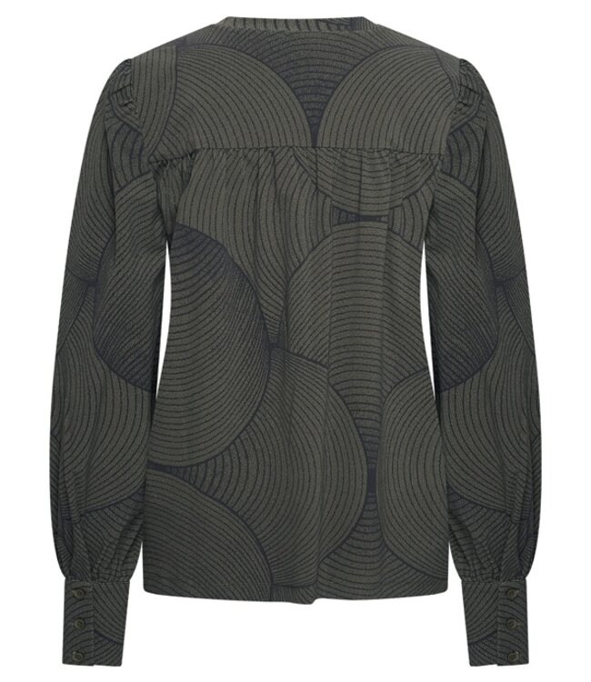 MI PIACE Travel Top  V-Neck Circle Print MP202651 Deep Depth Black