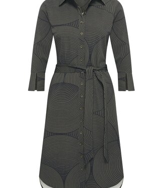 MI PIACE Travel Jurk Circle Print 2092 Deep Depth Black