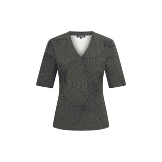 MI PIACE Travel T-Shirt V-Neck Circle Print MP202271 Deep Depth Black