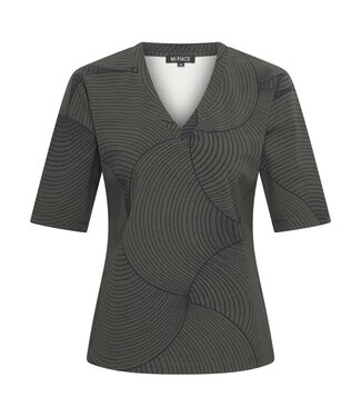 MI PIACE Travel T-Shirt V-Neck Circle Print MP202271 Deep Depth Black