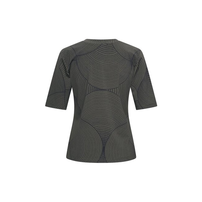 MI PIACE Travel T-Shirt V-Neck Circle Print MP202271 Deep Depth Black