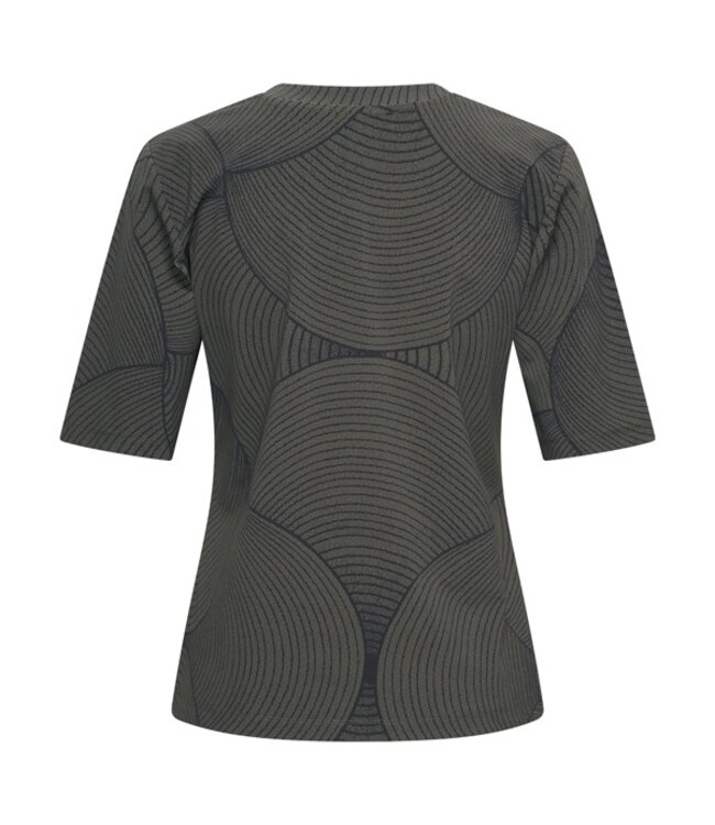 MI PIACE Travel T-Shirt V-Neck Circle Print MP202271 Deep Depth Black