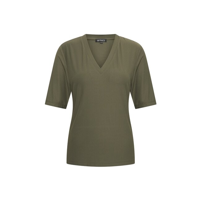 MI PIACE Travel Shirt V-Neck Ribbed MP202644 Deep Depht
