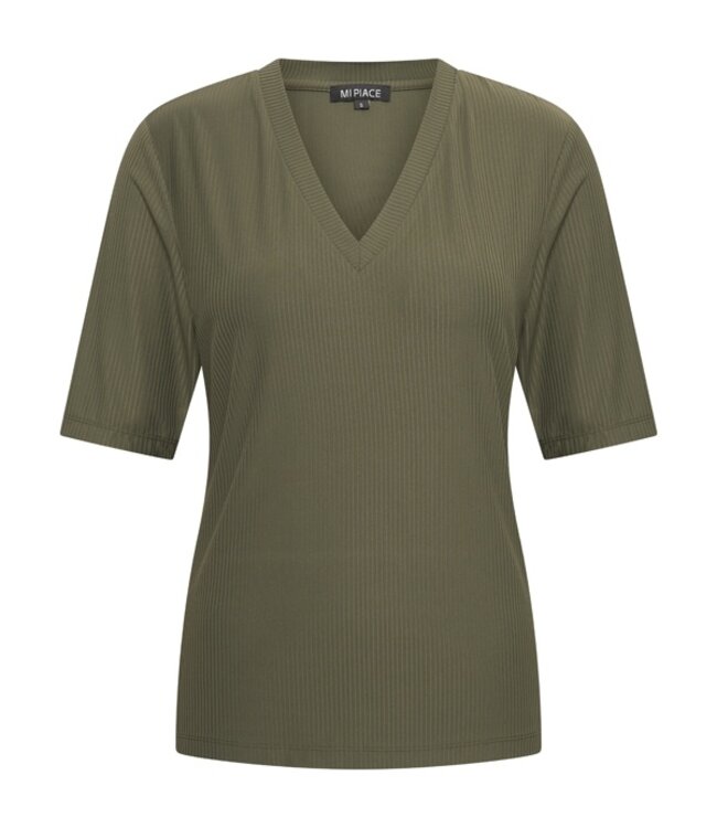 MI PIACE Travel Shirt V-Neck Ribbed MP202644 Deep Depht