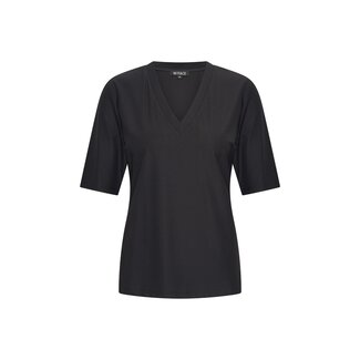 MI PIACE Travel Shirt V-Neck Ribbed MP202644 Black