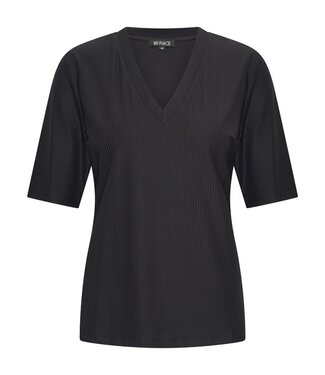 MI PIACE Travel Shirt V-Neck Ribbed MP202644 Black