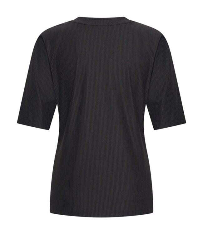 MI PIACE Travel Shirt V-Neck Ribbed MP202644 Black