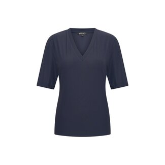 MI PIACE Travel Shirt V-Neck Ribbed MP202644 Dark Blue