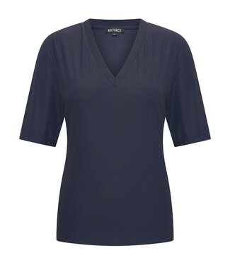 MI PIACE Travel Shirt V-Neck Ribbed MP202644 Dark Blue