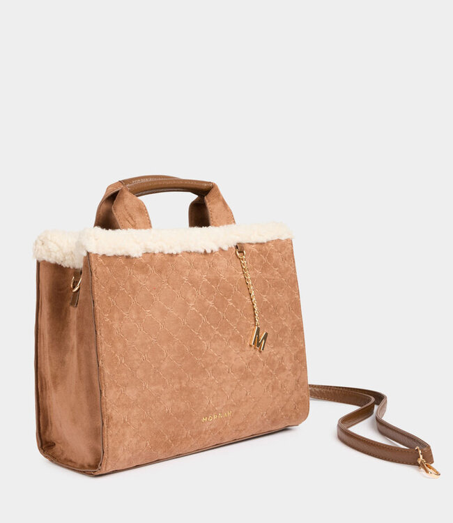 Morgan Suede monogram bag 252-2Clark Camel