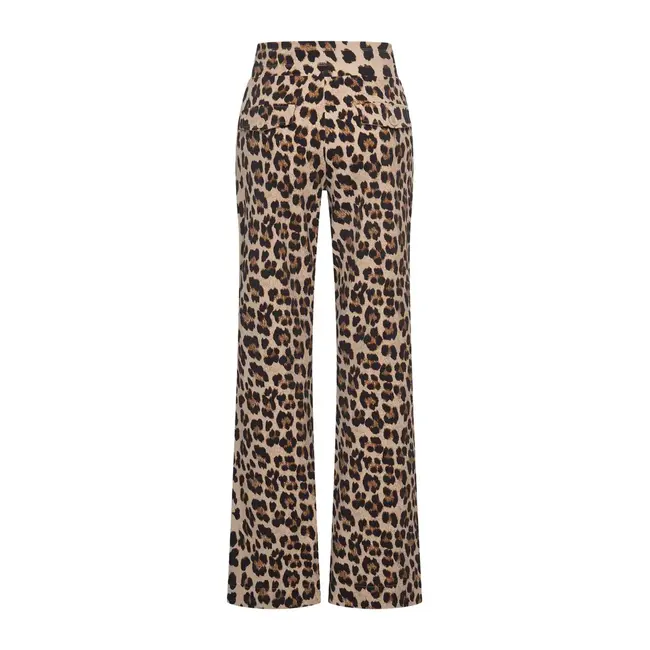MI PIACE Travel Broek Flared Leopard Print Latte 202704