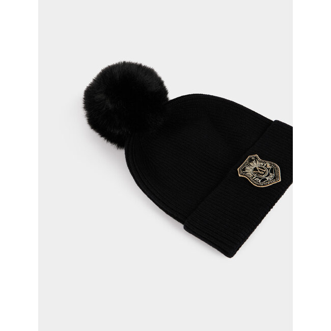 Morgan Beanie with pom 252-5Bom black