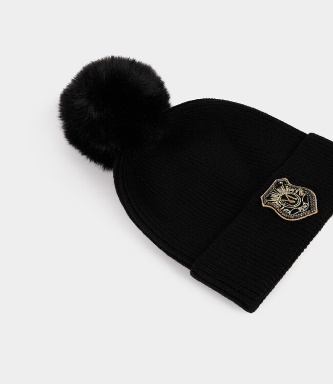 Morgan Beanie with pom 252-5Bom black