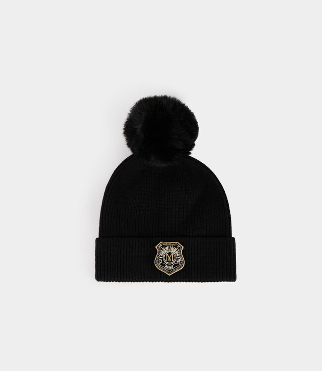 Morgan Beanie with pom 252-5Bom black