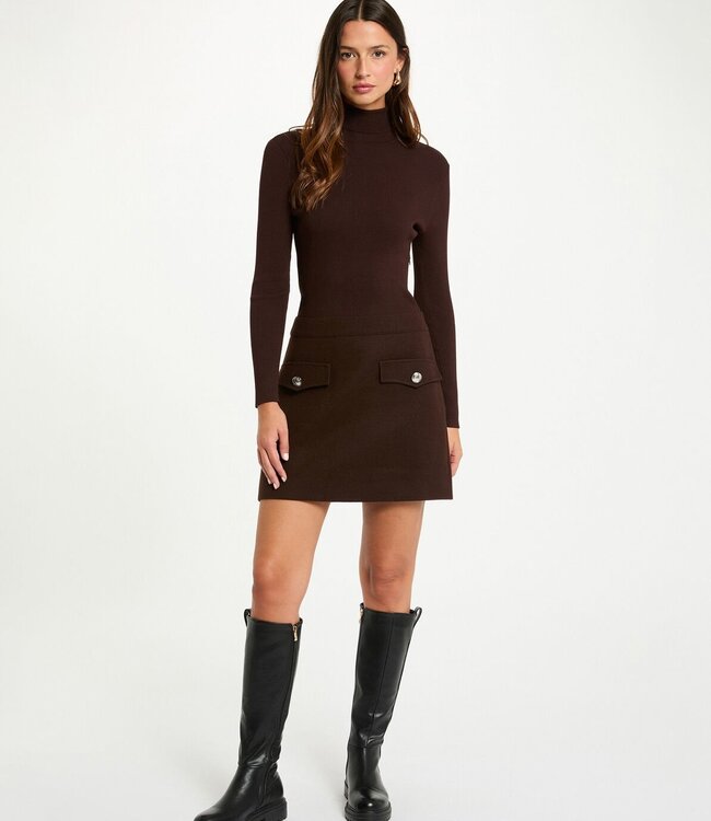 Morgan fitted mini dress 242-Regoya dark brown
