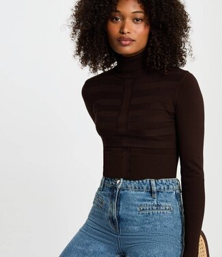 Morgan Fitted high neck sweater 132- Mentos dark brown