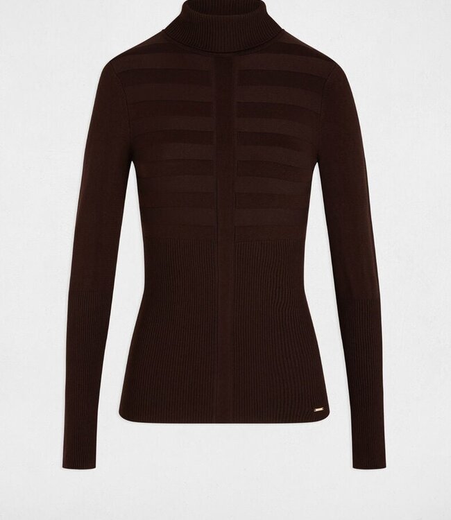 Morgan Fitted high neck sweater 132- Mentos dark brown