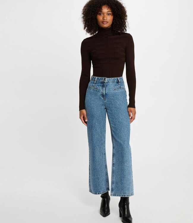 Morgan Fitted high neck sweater 132- Mentos dark brown