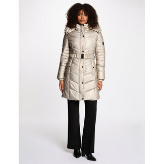 Morgan Fitted mid-length puffer jacket 252-Galex gold yellow