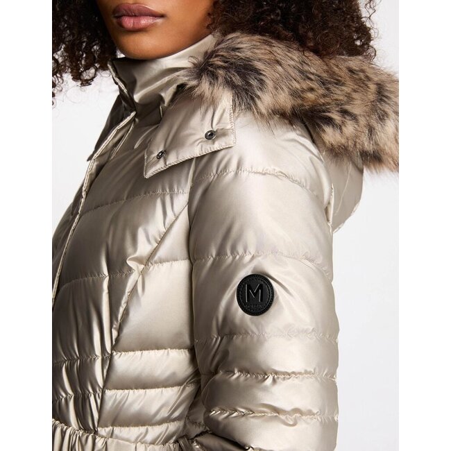 Morgan Fitted mid-length puffer jacket 252-Galex gold yellow