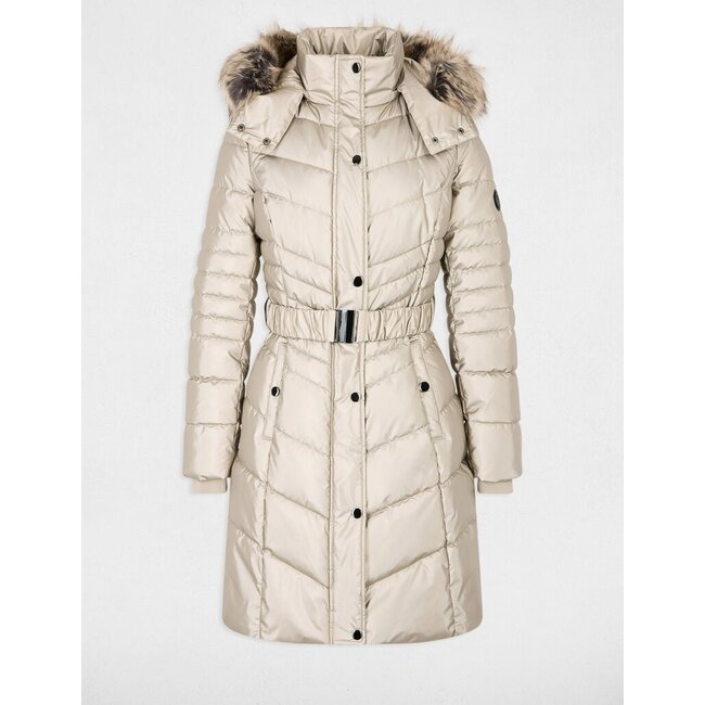 Morgan Fitted mid-length puffer jacket 252-Galex gold yellow