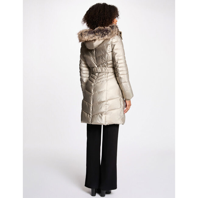 Morgan Fitted mid-length puffer jacket 252-Galex gold yellow