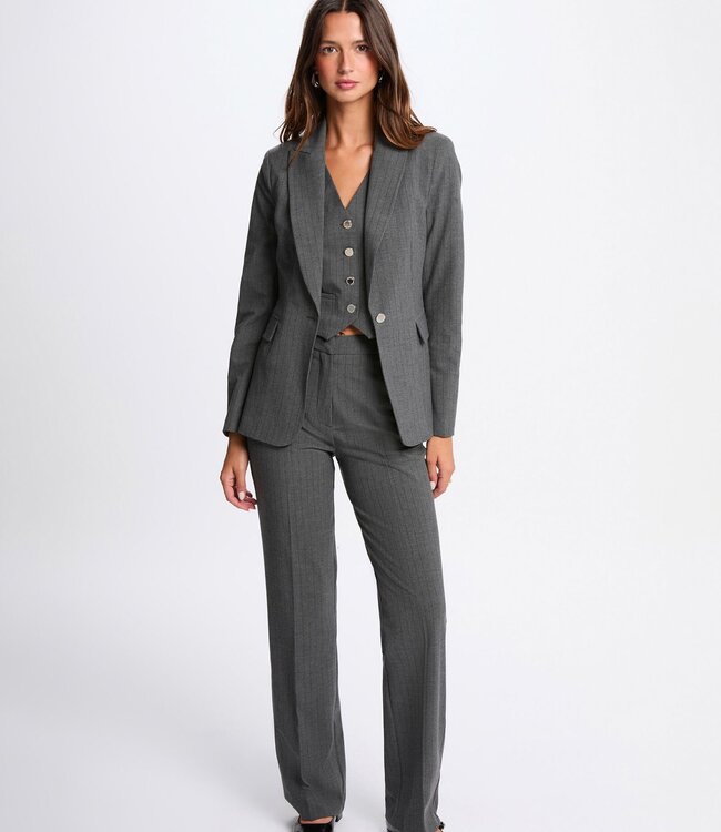 Morgan Fitted striped blazer 252-Vboky mid-grey