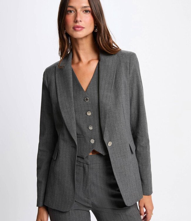 Morgan Fitted striped blazer 252-Vboky mid-grey