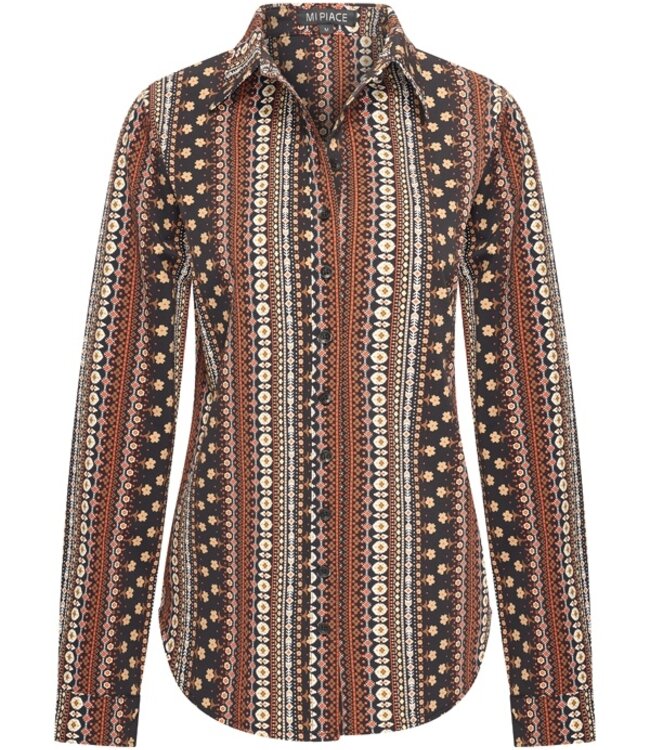 MI PIACE Travel Blouse Boho Print Espresso 60840