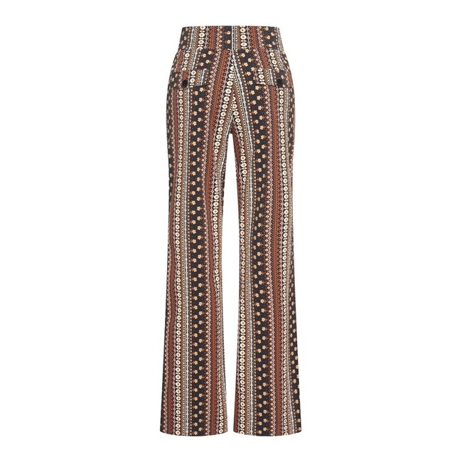 MI PIACE Travel  Flared Broek Boho Print Espresso 202089