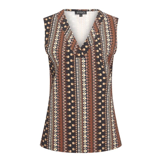 MI PIACE Travel Top Mouwloos Boho Print Espresso 202425