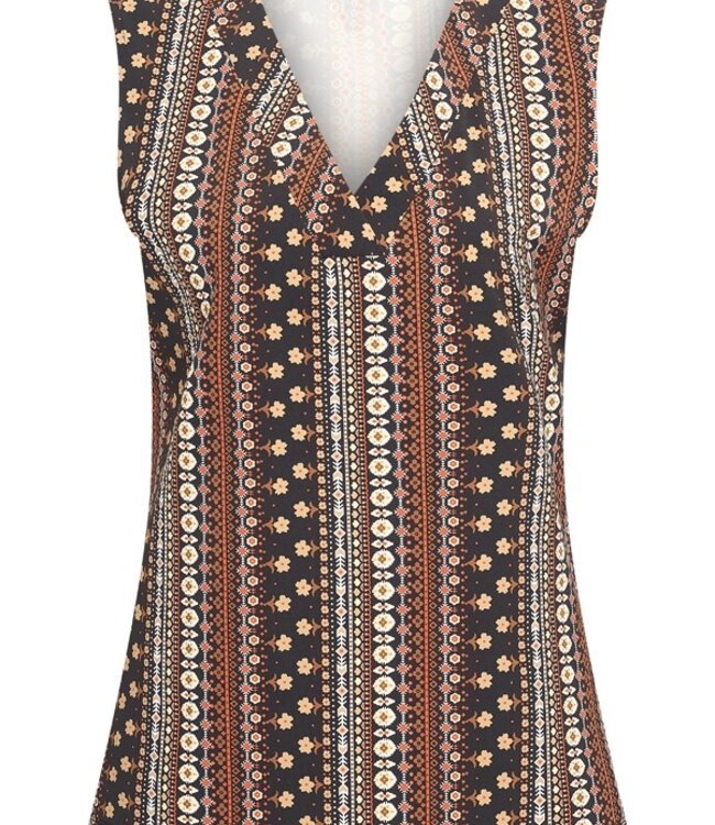 MI PIACE Travel Top Mouwloos Boho Print Espresso 202425