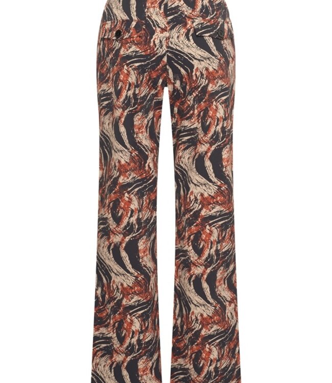 MI PIACE Travel Broek Flared Swirly Print 202089 Rust