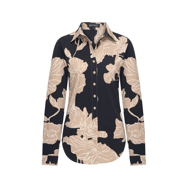 MI PIACE Travel Blouse Big Flower Print 60840 Black