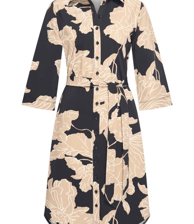 MI PIACE Travel Jurk Big Flower Print 202663  Black