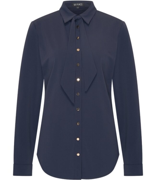 MI PIACE Travel Blouse Uni  Gold Button 202767 Dark Blue