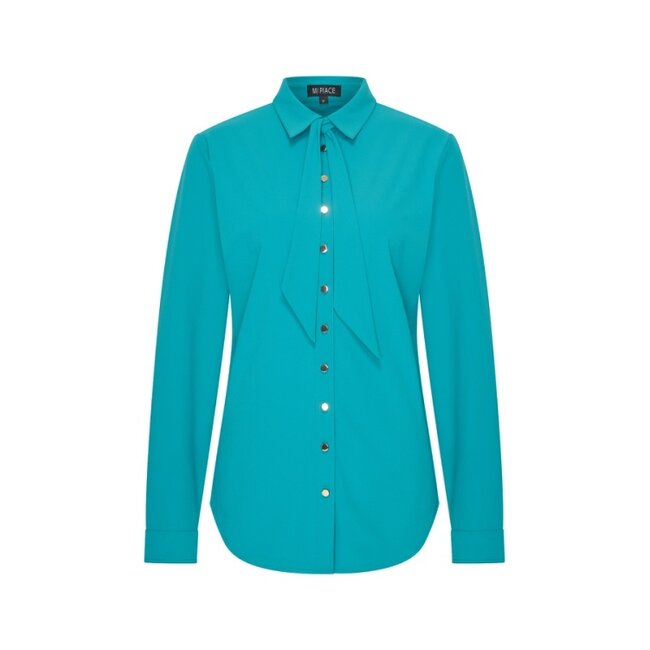 MI PIACE Travel Blouse Uni  Gold Button 202767 Petrol