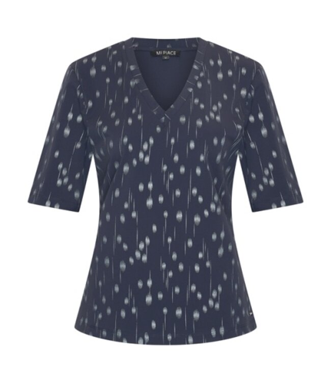 MI PIACE Travel T-shirt V Nek Dot Foil Print 202271 Dark Blue