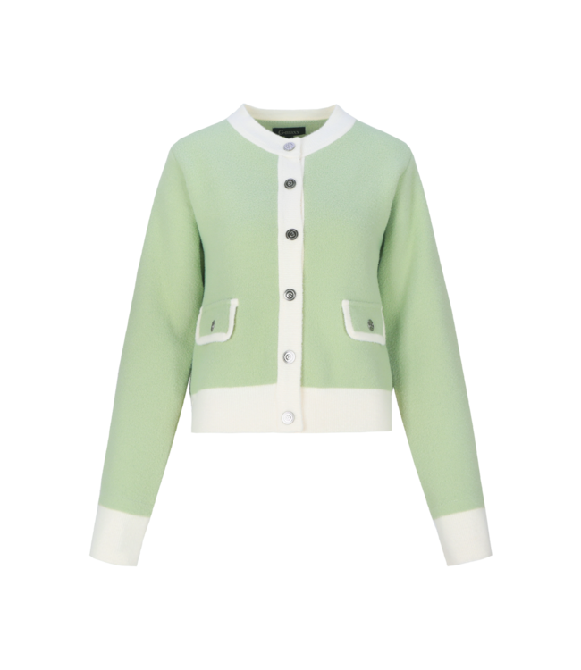G-maxx Maisy Knit Jacket Light Moss/Wool White
