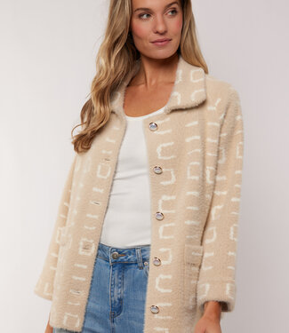 G-maxx Sana Knit  jacket  Sand/Wool White